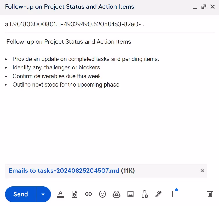 Create task from an email